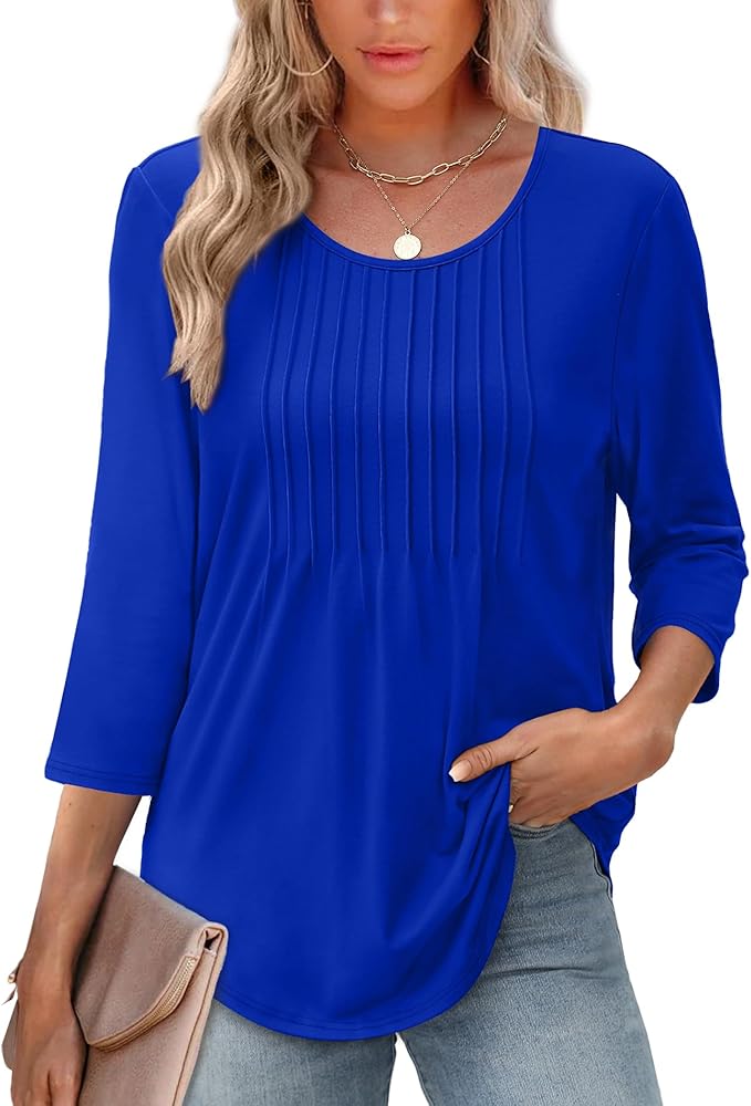 Afke Haut pour femmes avec structure et manches 3/4 | Confortable t-shirt pour le bureau et les loisirs