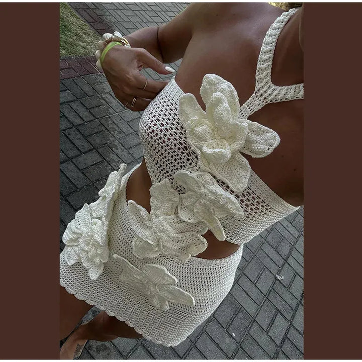 Bloom | Robe d'été boho au crochet pour femme avec design floral - aérée & élégante