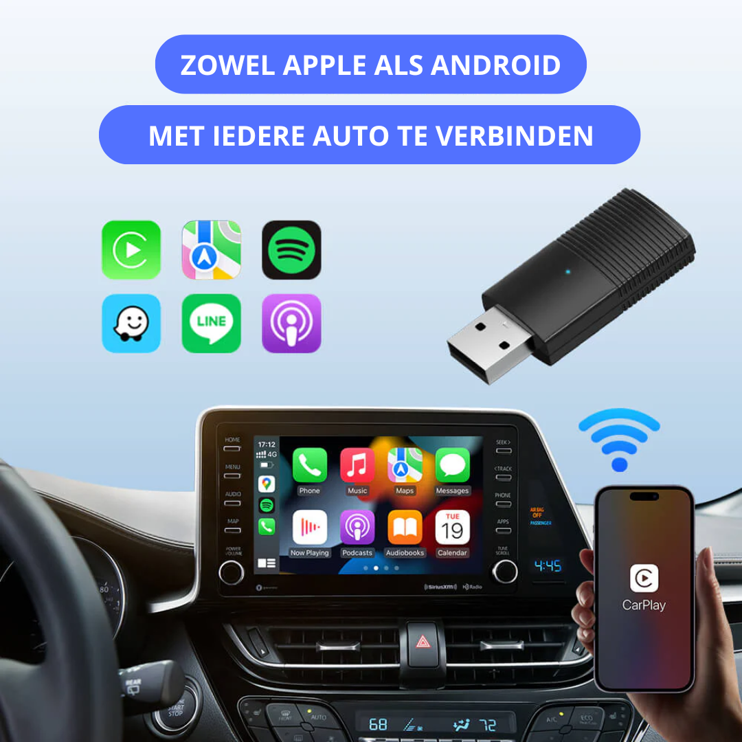 Adaptateur CarPlay Sans Fil, Compatible Apple & Android | Connexion Instantanée Plug & Play
