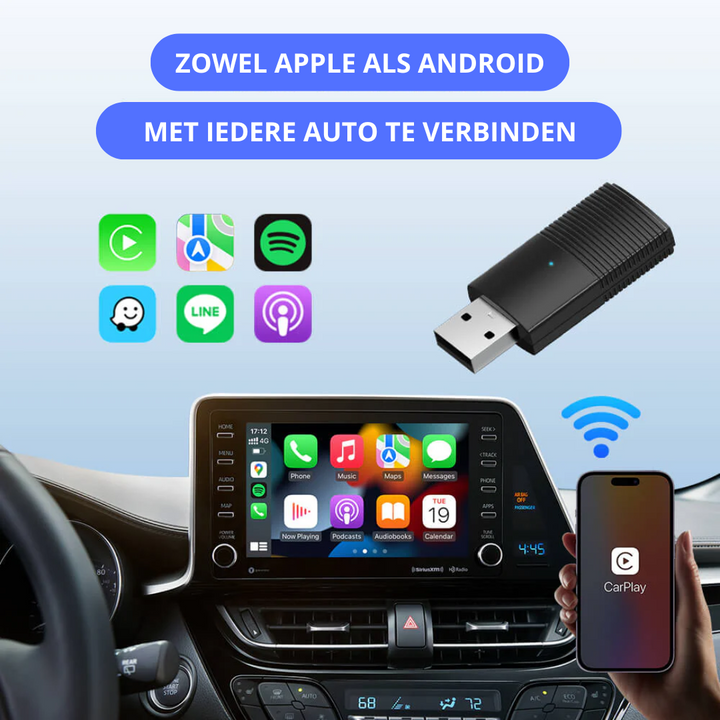 Adaptateur CarPlay Sans Fil, Compatible Apple & Android | Connexion Instantanée Plug & Play