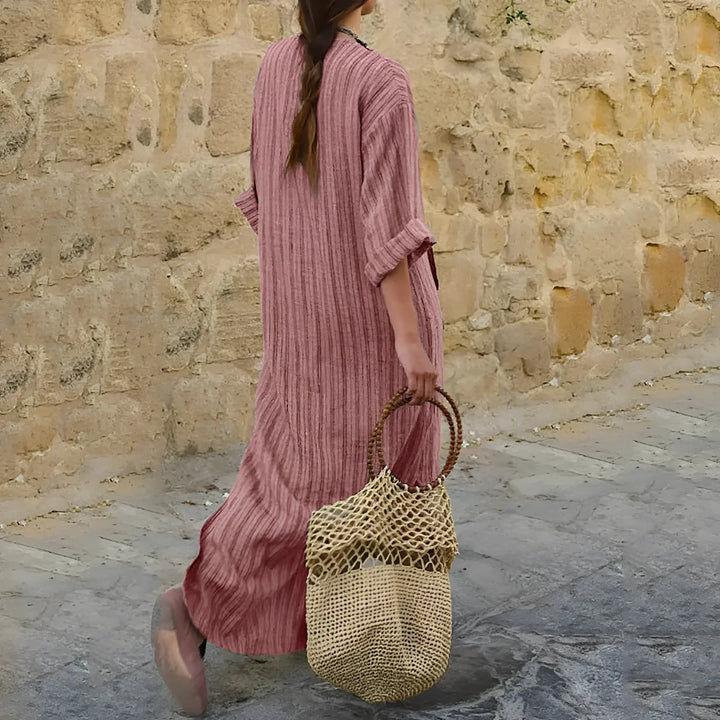 Frieda Robe en Coton-Lin Élégante | Élégance Intemporelle et Confort
