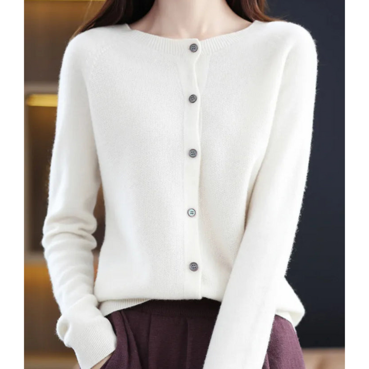 Élise Cardigan en Pure Laine Mérinos à Col Rond pour Femme | Chaleur et Élégance Naturelle