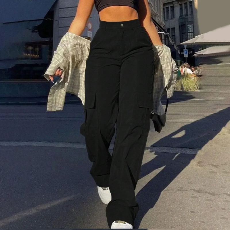 Pantalon cargo Pamela pour femme | Taille haute flatteuse avec poches robustes