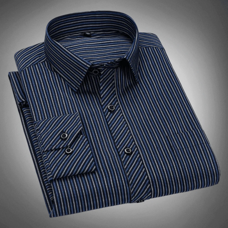 Chemise rayée Harold pour homme | Chemise classique à manches longues coupe régulière