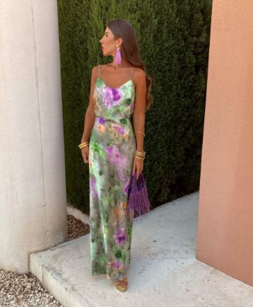 Anisten - Maxi-robe sexy colorée avec imprimé halo-dye et écharpe amovible