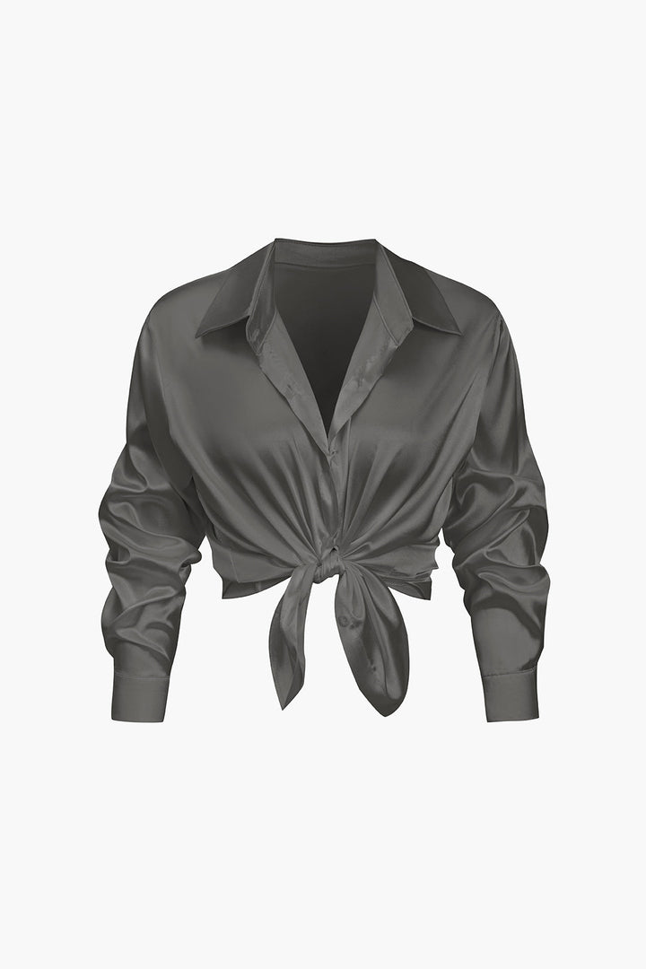 Blusa de satén Lillian para mujer | Camisa elegante de manga larga, corte holgado y diseño atemporal