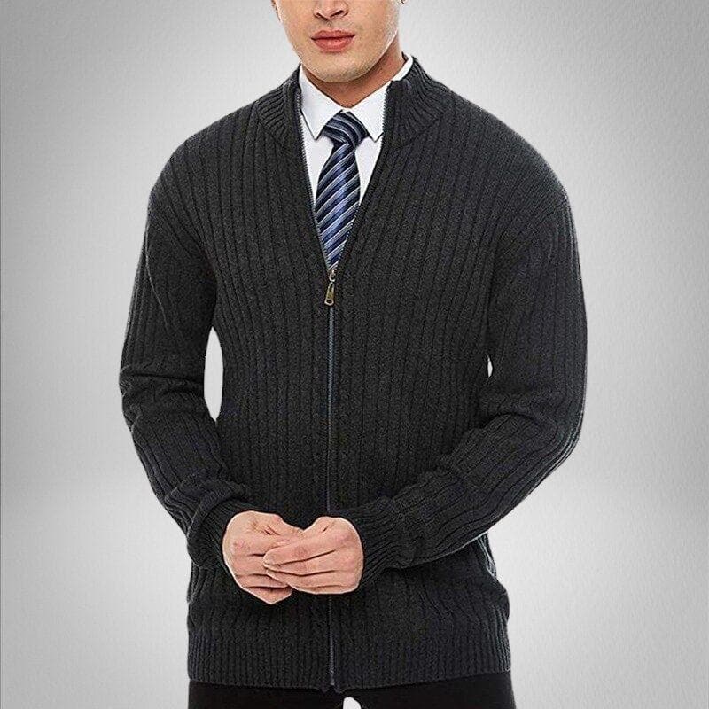 Clément Cardigan Zippé Côtelé Classique | Élégance Confortable pour l'Homme Moderne