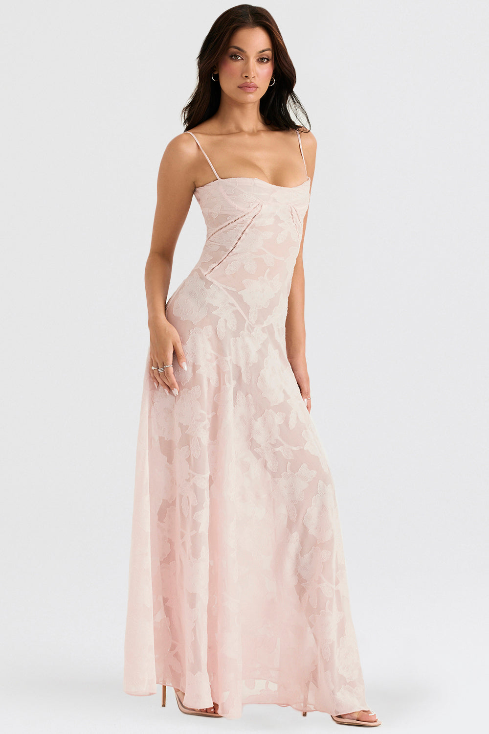 Elvina Robe maxi dos nu pour femme avec broderie | Aérienne, élégante & idéale pour l'été