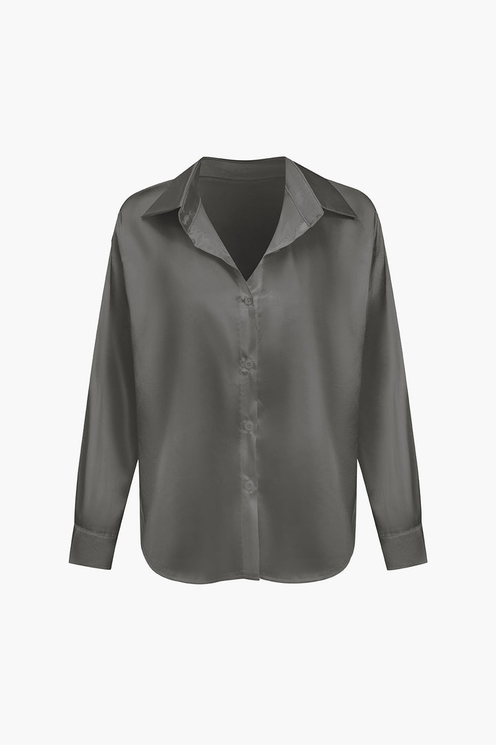 Blusa de satén Lillian para mujer | Camisa elegante de manga larga, corte holgado y diseño atemporal