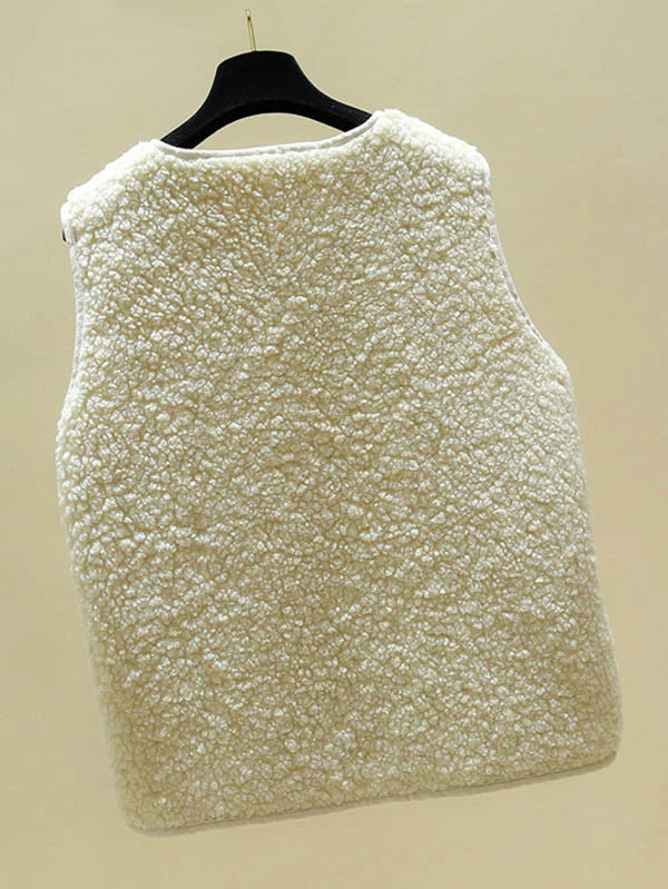 Gilet senza maniche in calda lana d'agnello da donna