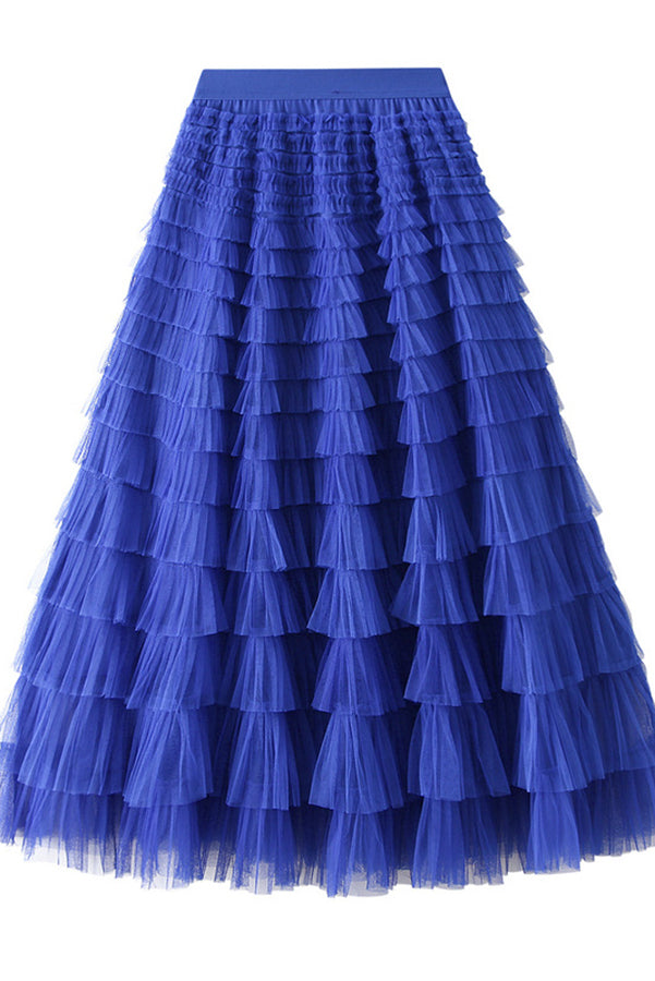 Rosa | Jupe longue en tulle avec taille élastiquée en palier