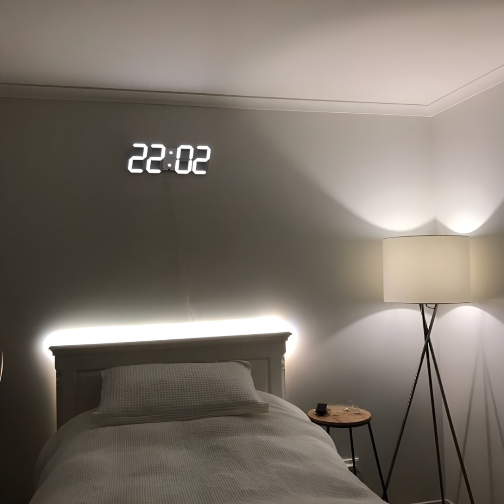 Horloge Murale Numérique LED 3D | Design Moderne avec Affichage Luminosité Réglable