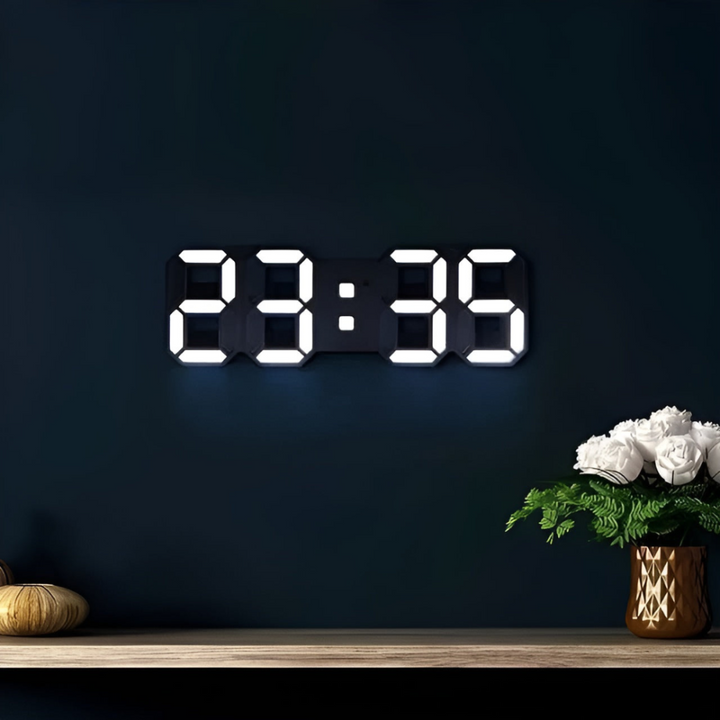 Horloge Murale Numérique LED 3D | Design Moderne avec Affichage Luminosité Réglable