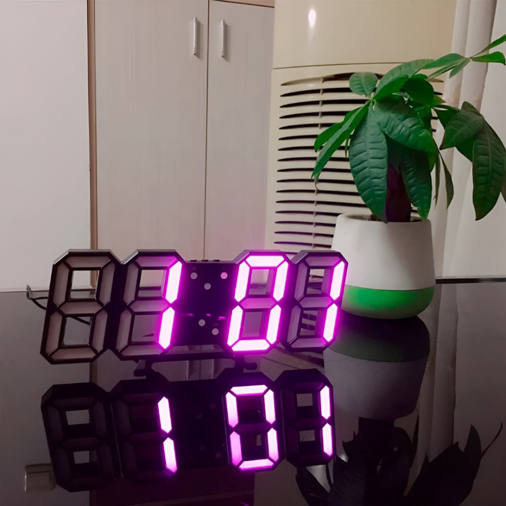 Horloge Murale Numérique LED 3D | Design Moderne avec Affichage Luminosité Réglable