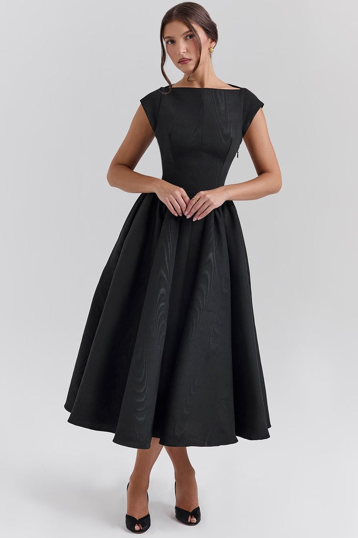 Victoria Robe femme avec jupe fluide | Robe de soirée élégante en noir ou blanc