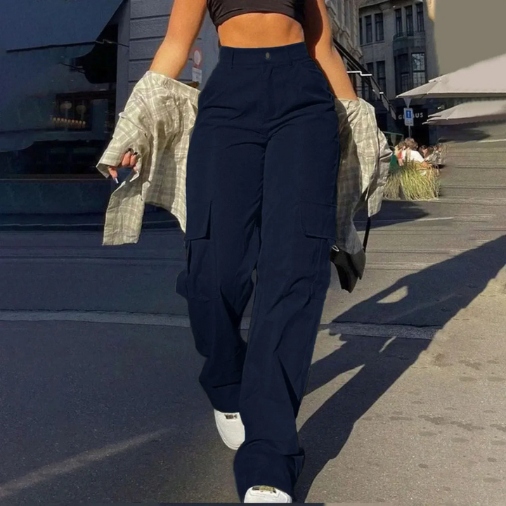 Pantalon cargo Pamela pour femme | Taille haute flatteuse avec poches robustes