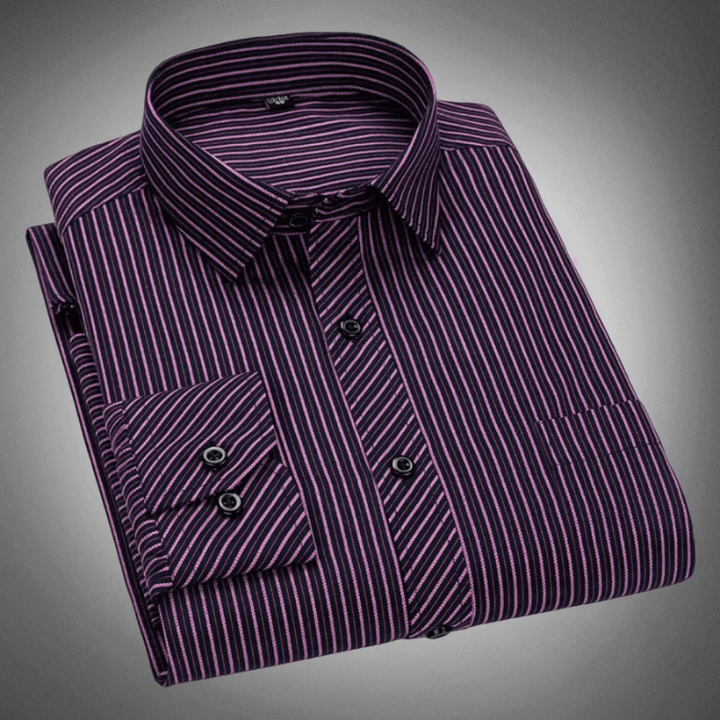 Chemise rayée Harold pour homme | Chemise classique à manches longues coupe régulière