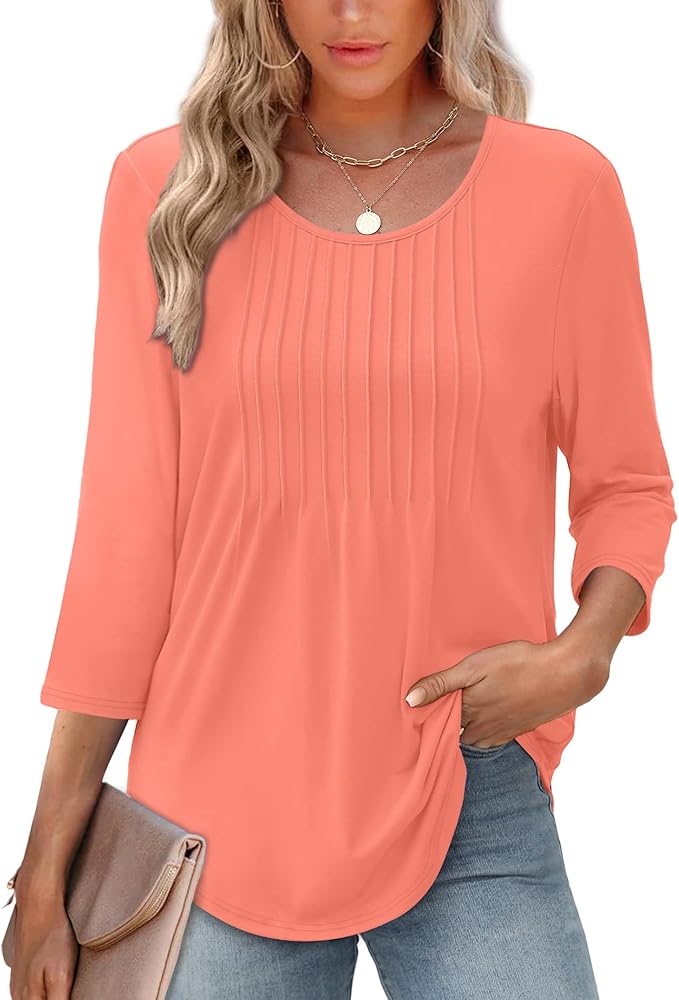 Afke Haut pour femmes avec structure et manches 3/4 | Confortable t-shirt pour le bureau et les loisirs