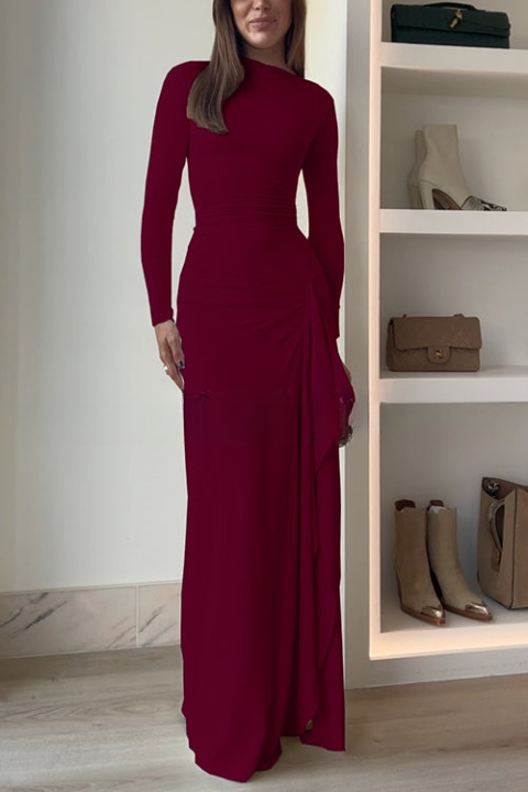 Abito lungo drappeggiato a maniche lunghe Carina | Elegante, lusinghiero e comodo