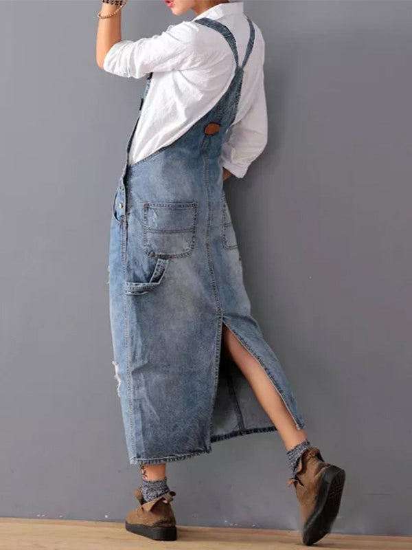 Jhasmine Robe en Jean | Robe Décontractée en Denim avec Détails Vintage