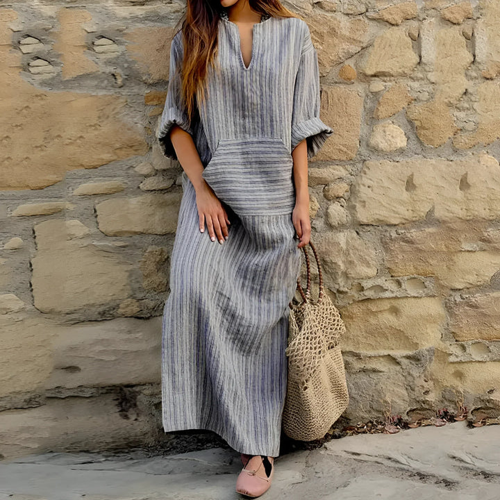 Frieda Robe en Coton-Lin Élégante | Élégance Intemporelle et Confort