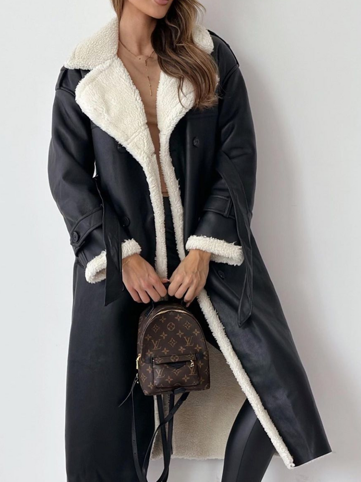 Fleur Rousse Manteau Long Élégant avec Col Duveteux | Confort et Style Saisonnier