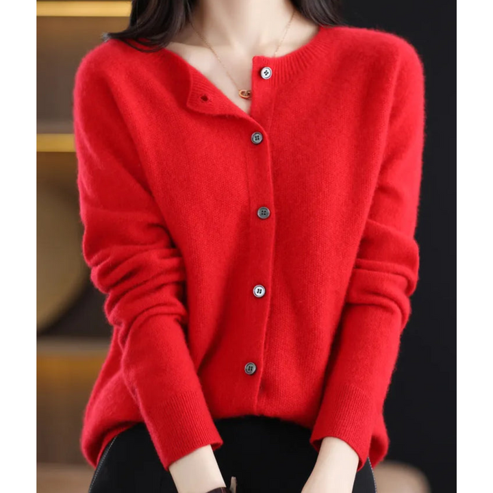 Élise Cardigan en Pure Laine Mérinos à Col Rond pour Femme | Chaleur et Élégance Naturelle