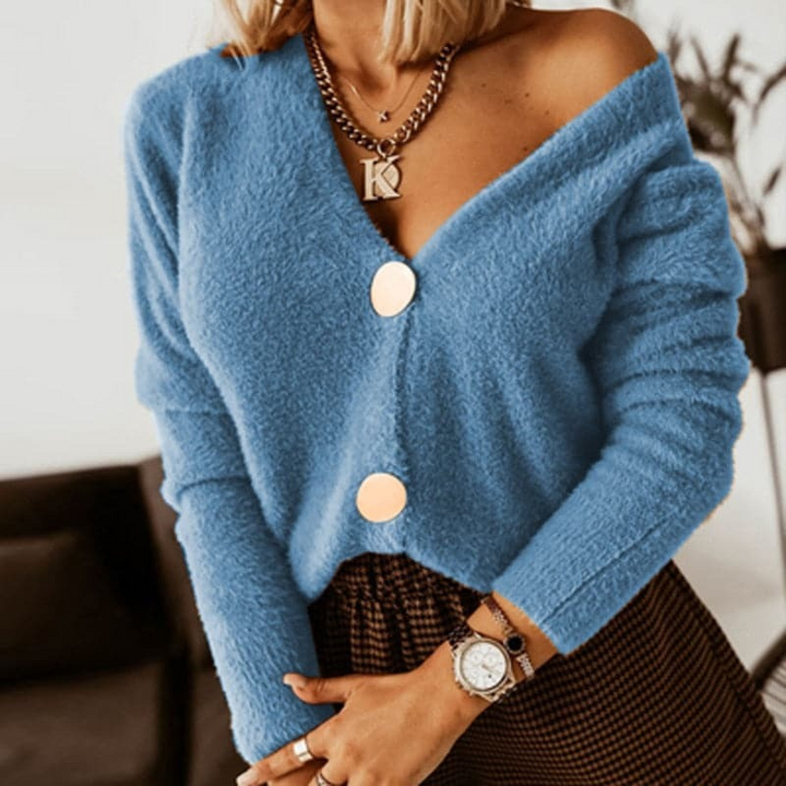 Cardigan femme Twinks | Gilet oversize à col V profond avec boutons élégants
