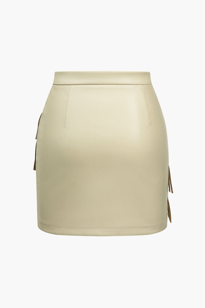 Mary Jupe Solide à Détails Frangés pour Femmes | Design Chic et Polyvalent