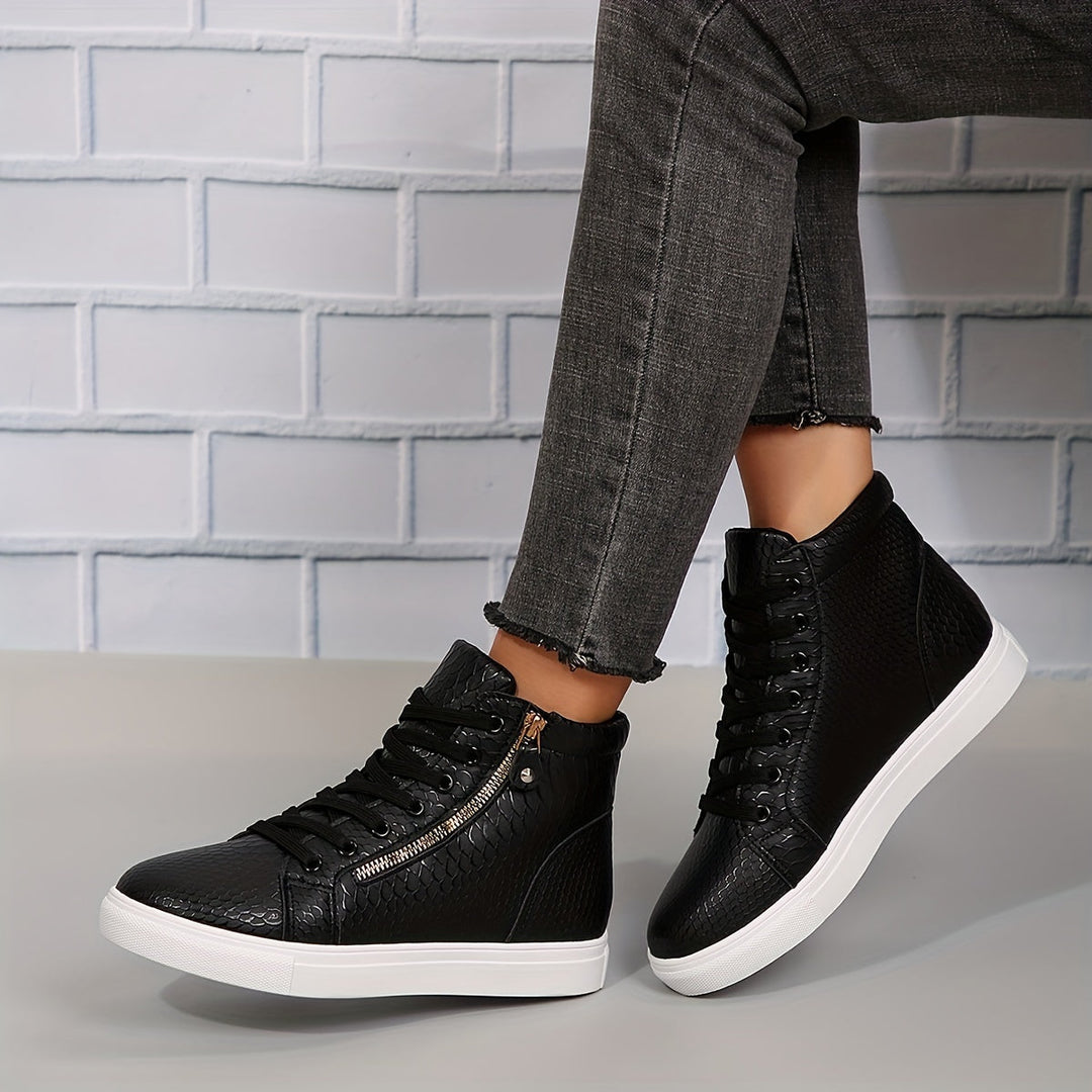 Nomi | Baskets hautes casual pour femmes avec fermeture éclair - robustes & à la mode