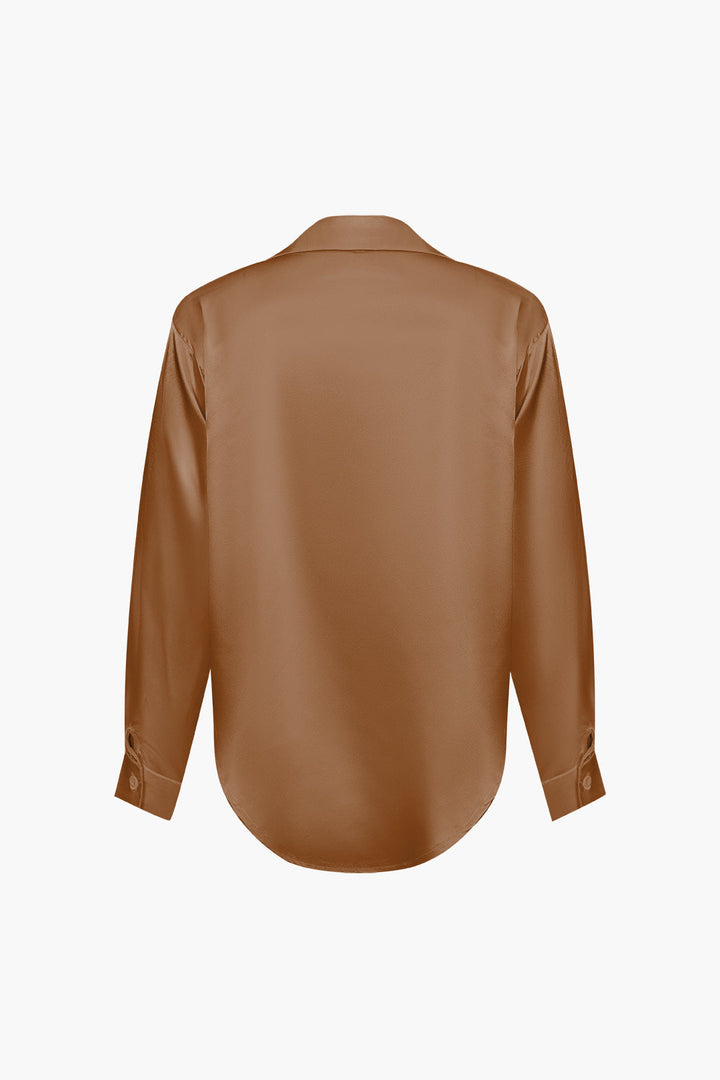 Blusa de satén Lillian para mujer | Camisa elegante de manga larga, corte holgado y diseño atemporal