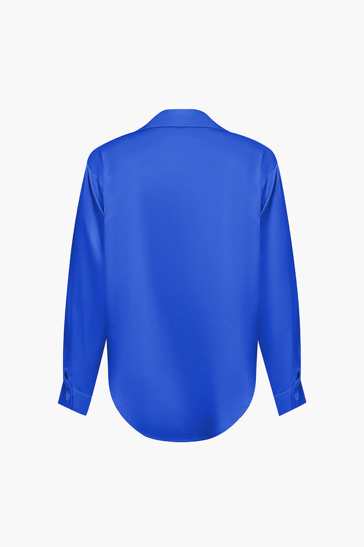 Blusa de satén Lillian para mujer | Camisa elegante de manga larga, corte holgado y diseño atemporal