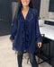 Blusa para mujer azul marino con volantes y lentejuelas elegante