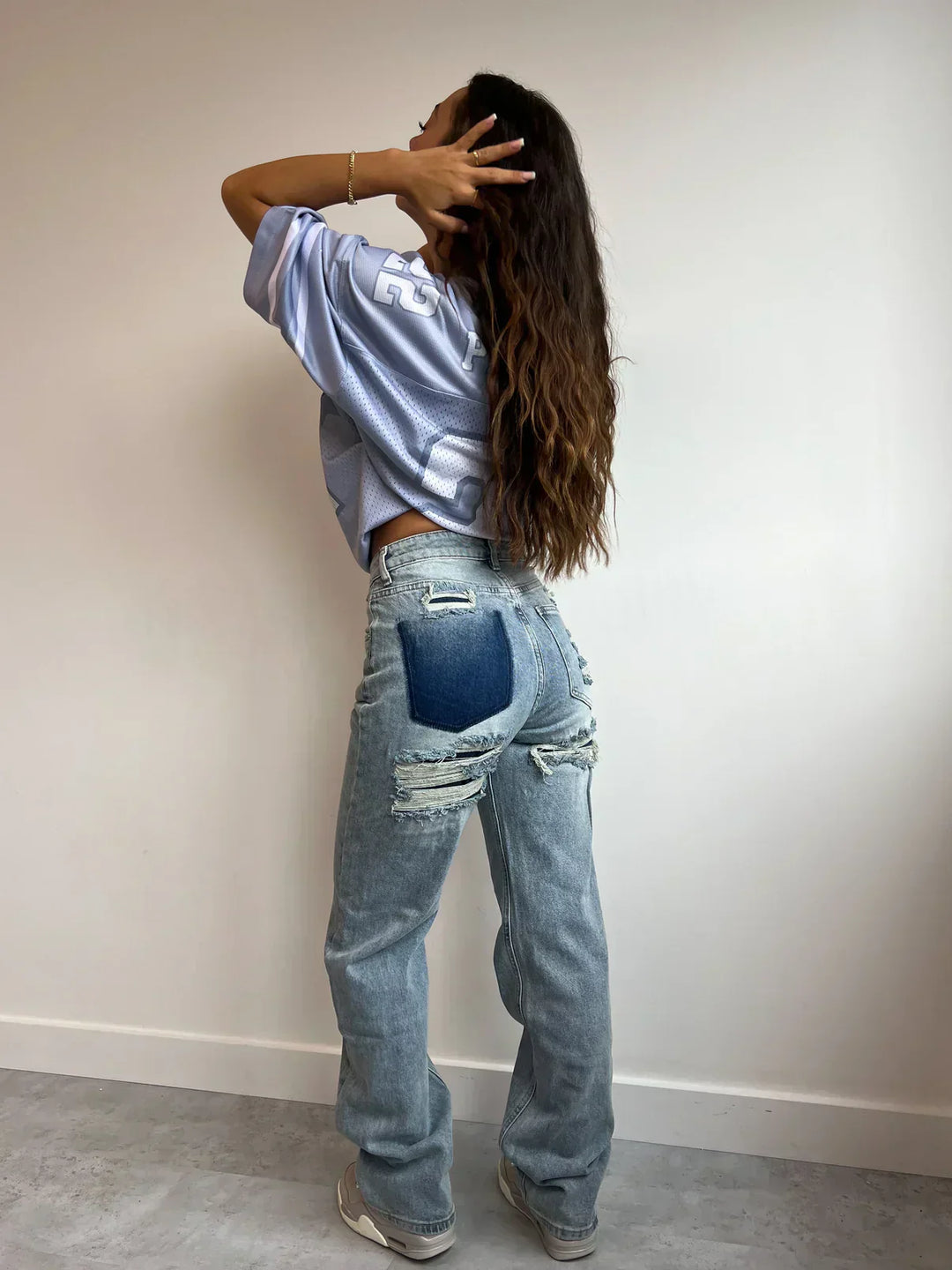 Becky Straight Leg Jeans | Taille haute avec détails déchirés