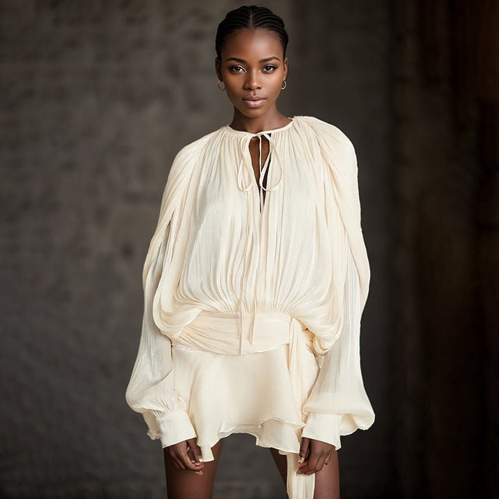 Robe Sonia à manches ballon et taille définie | Robe midi aérienne pour les occasions élégantes