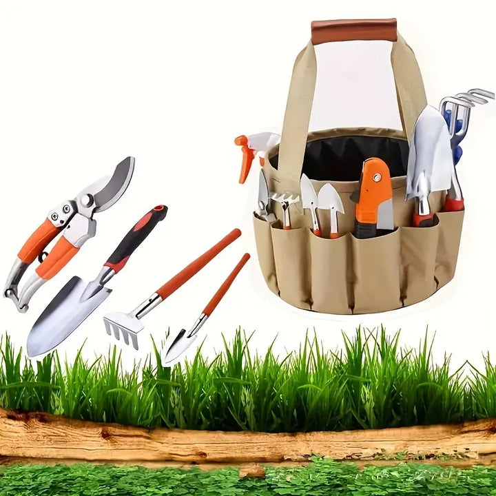 Set de 10 Outils de Jardinage avec Sac de Transport | Kit Complet pour Entretien du Jardin