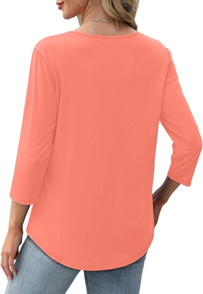 Afke Haut pour femmes avec structure et manches 3/4 | Confortable t-shirt pour le bureau et les loisirs