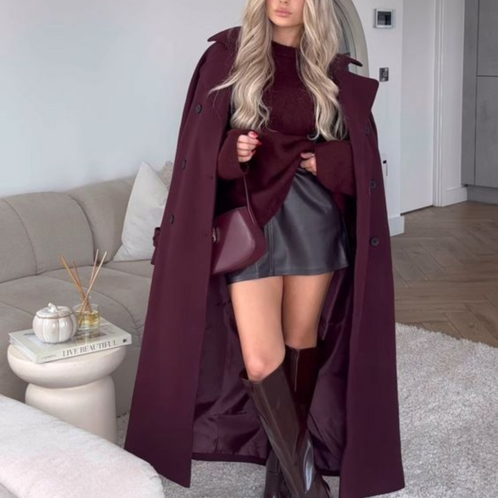 Abrigo de invierno Romelie | Elegante burdeos con diseño atemporal y silueta femenina