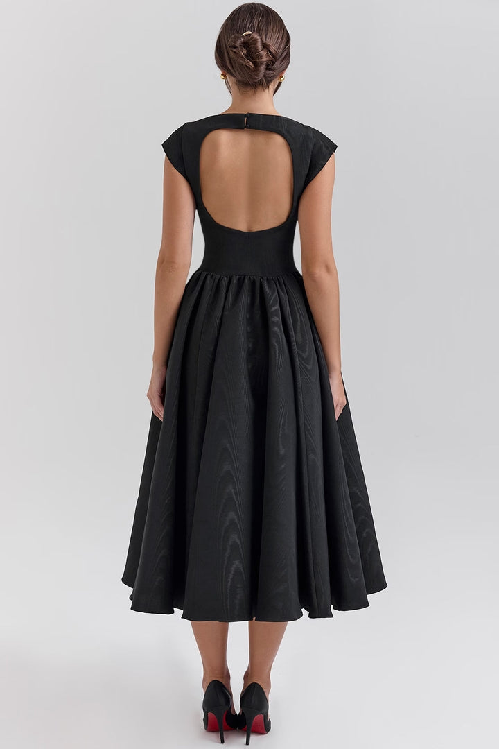 Victoria Robe femme avec jupe fluide | Robe de soirée élégante en noir ou blanc