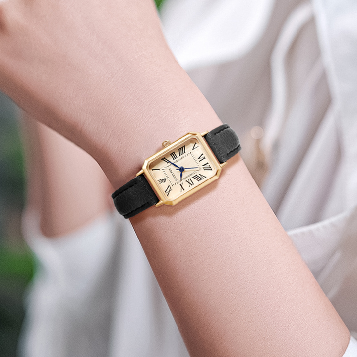 Arlène Montre Femme Carrée avec Bracelet Cuir | Élégance Classique & Charme Quotidien