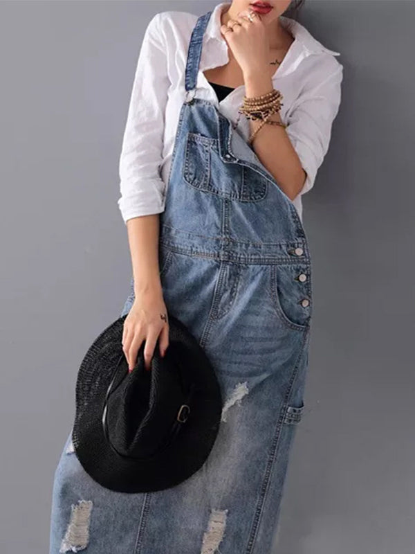 Jhasmine Robe en Jean | Robe Décontractée en Denim avec Détails Vintage