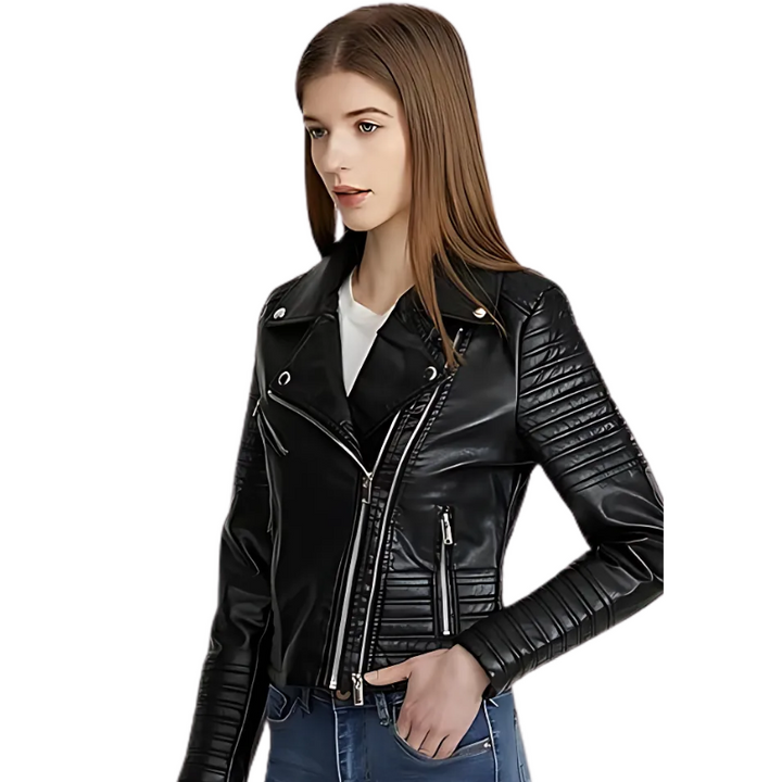 Veste en cuir Elvina pour femme | Design intemporel avec détails modernes