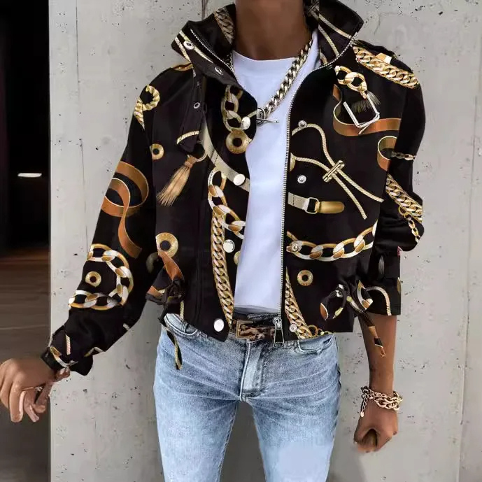 Sophie Blouson Bomber Imprimé | Modèle Court avec Cordons Réglables et Confort Optimal