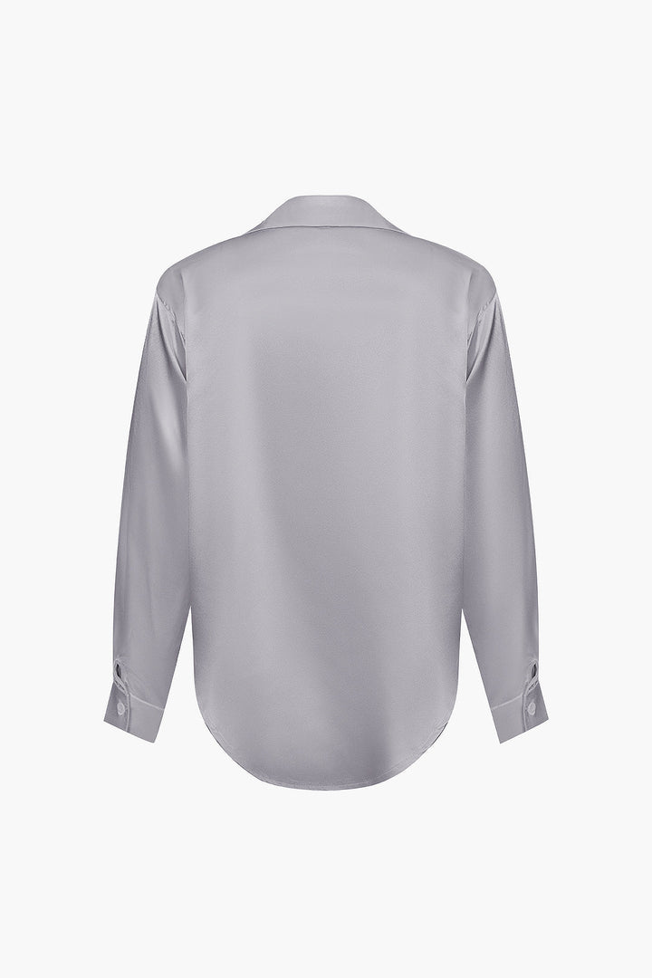 Blusa de satén Lillian para mujer | Camisa elegante de manga larga, corte holgado y diseño atemporal