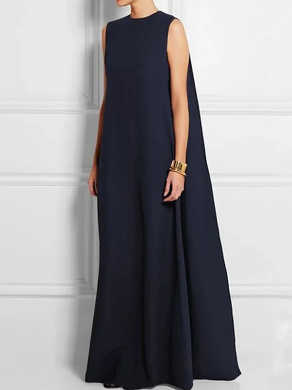 Susie Robe Ample Sans Manches | Couleur Unie, Dos en V, Élégance Simple
