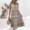 Robe sans manches avec décolleté en V et imprimé fleuri pour femme | Midi