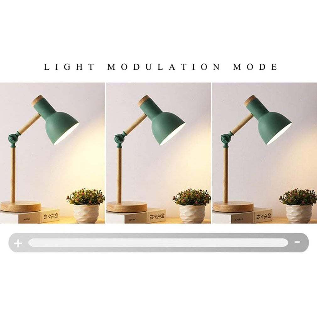 Lampe de table nordique en bois réglable avec abat-jour coloré