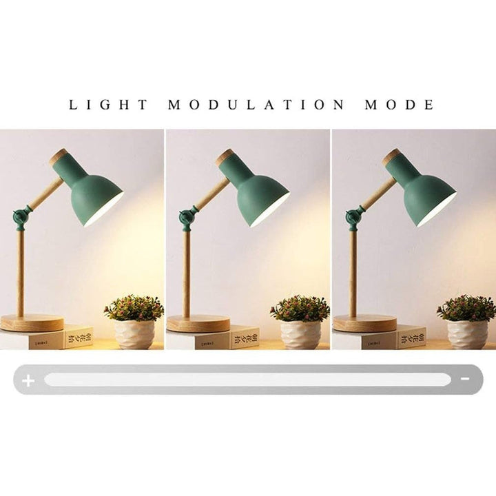 Lampe de table nordique en bois réglable avec abat-jour coloré