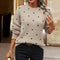 Jersey de punto con lunares - Cuello redondo beige suave