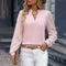 Elvira - elegante top in mussola di seta con scollo a V, perfetto per l'autunno